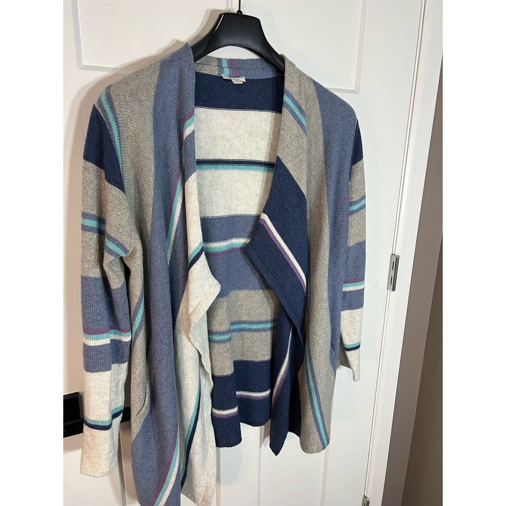 J.Jill Open Front Striped Sweater‎ | Womens Size M Medium Petite | Long Sleeve - Picture 2 of 9